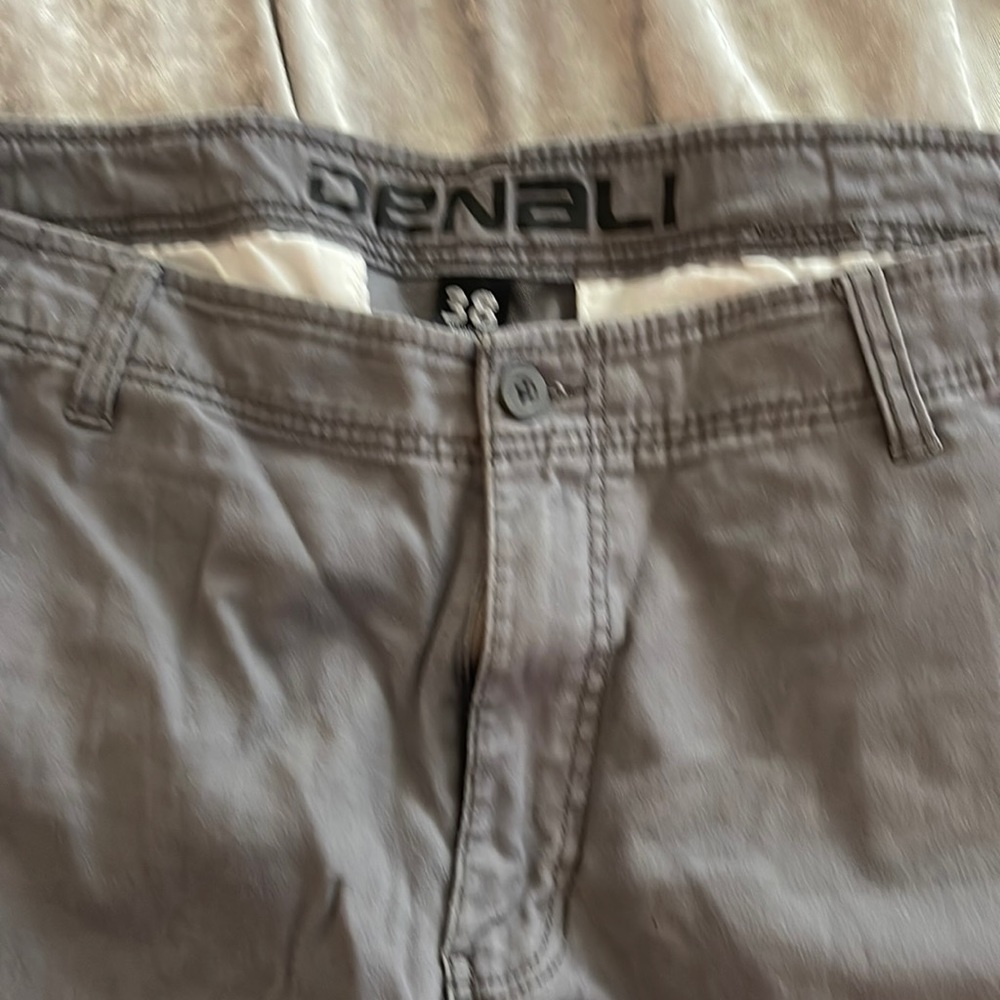 Denali cargo shorts a greenish color